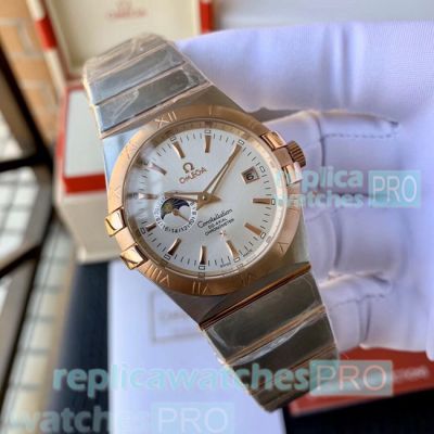 Top Graded Copy Omega Constellation White Dial 2-Tone Rose Gold Watch